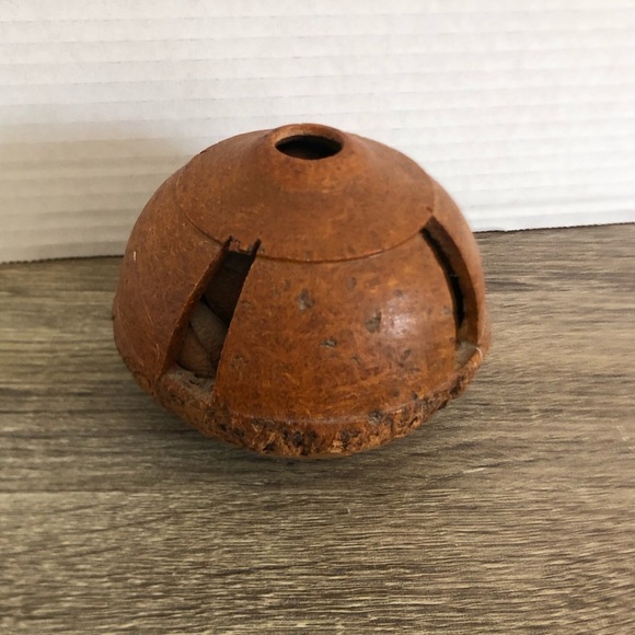 Vtg Hand Carved Wood Bell Rattle - Picture 1 of 12